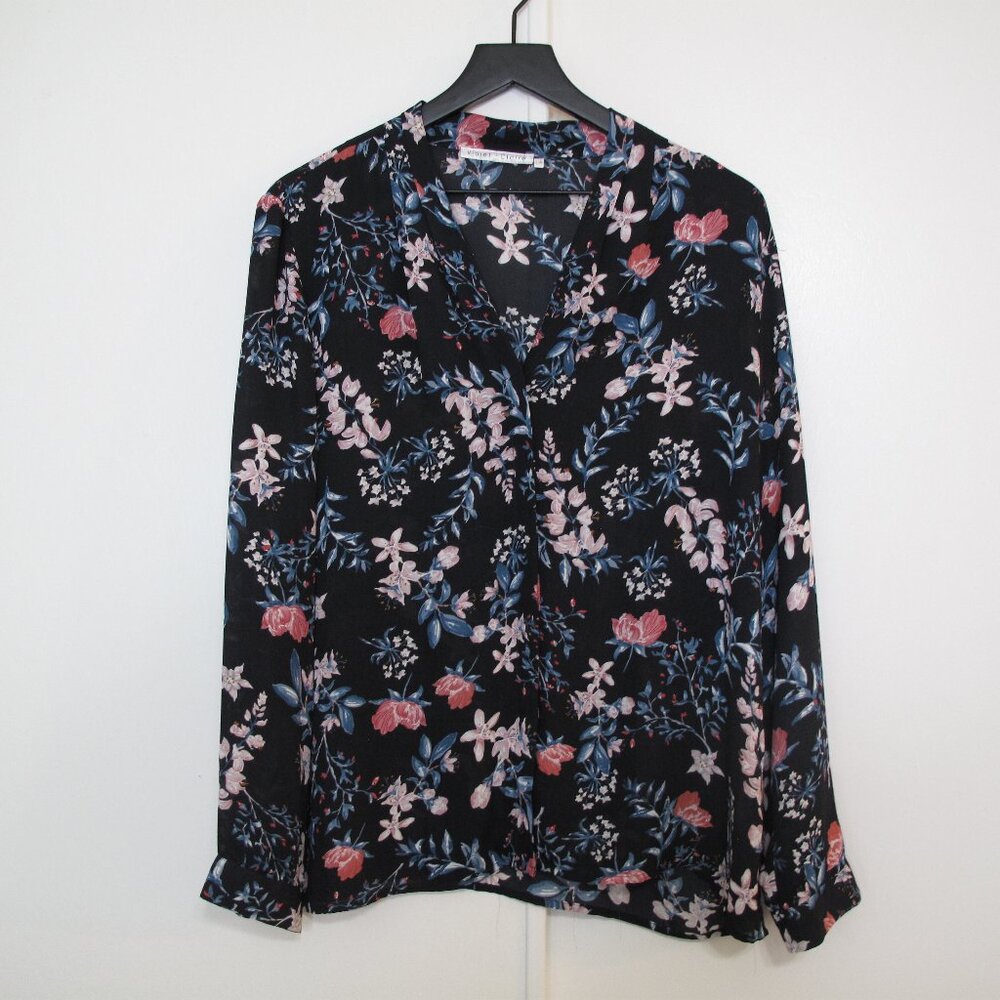 VIOLET + CLAIRE Dark Floral Blouse